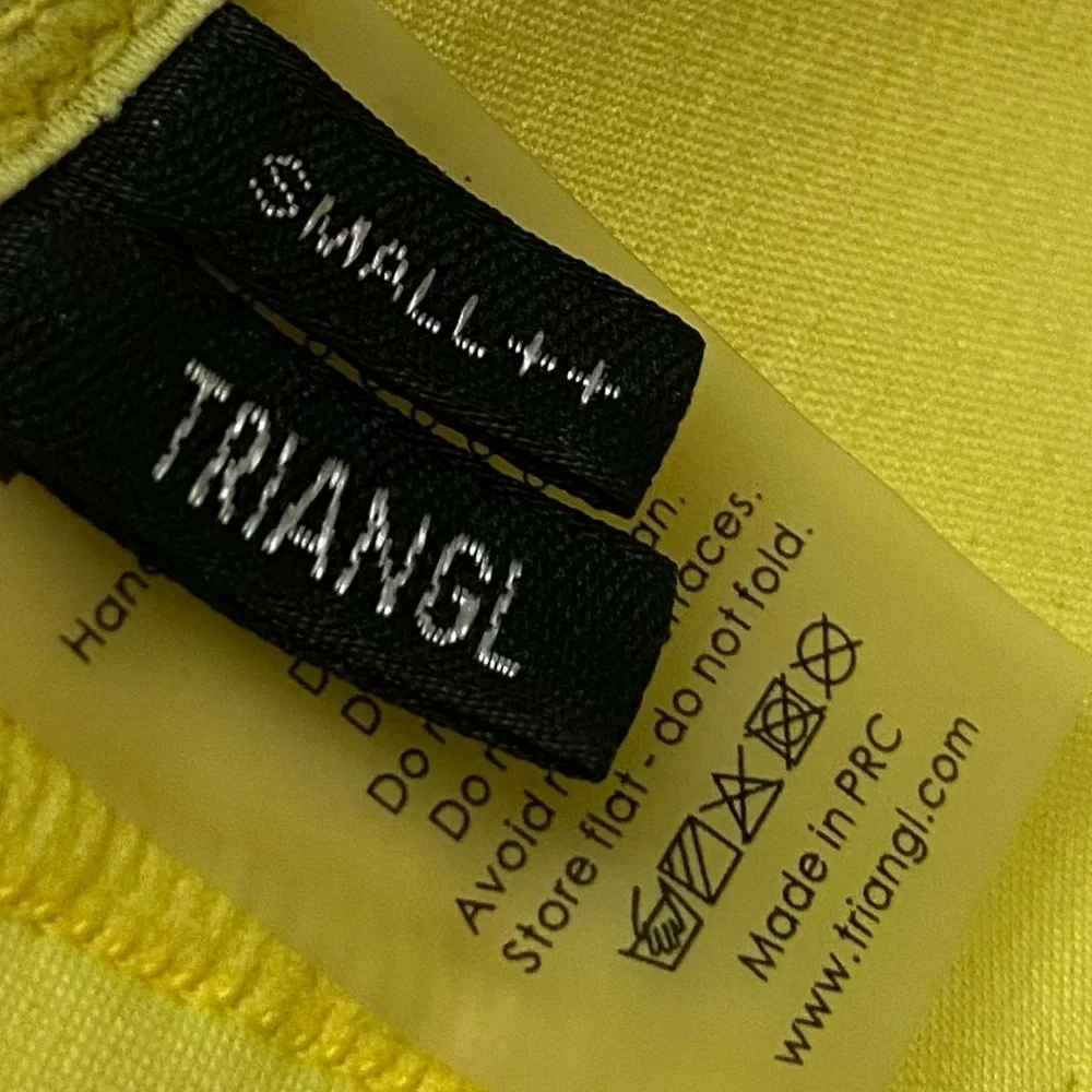Triangl Swimwear Yellow crochet trim triangle Bikini Top 3741